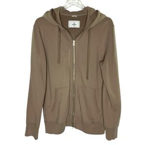 Men's Brown Zip-Up Hooded Sweatshirt - Classic Casual